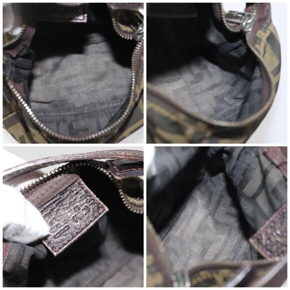 FENDI Zucca Canvas Hand Bag Black Brown Auth ep10930 - Picture 15 of 16